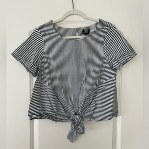Babeau Stripe Tie Front Short Sleeve Top